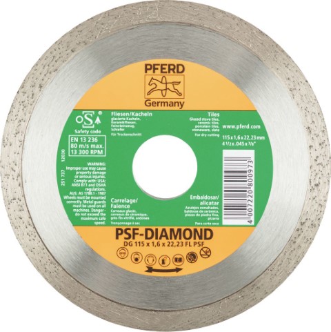 PFERD DIAMOND BLADE CONTINUOUS DG 115 X 1.6 X 22.23 FL PSF